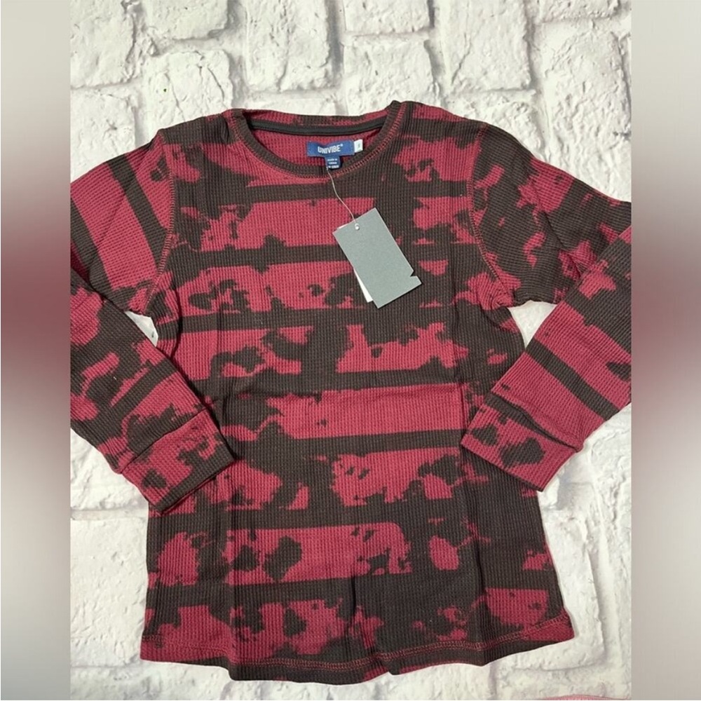 Univibe boys burgundy long sleeve thermal knit top new with tag size small 8/10